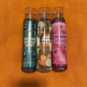 Bath and Body Works Body Spray Trio Cucumber Cocoa Peppermint See Details